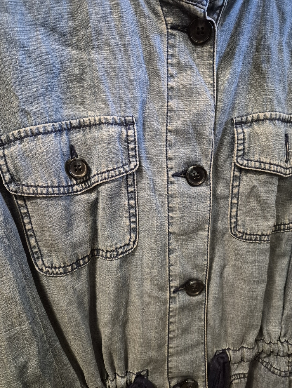 Talbots Light Blue Denim Safari Utility Jacket Size XL - Picture 4 of 7
